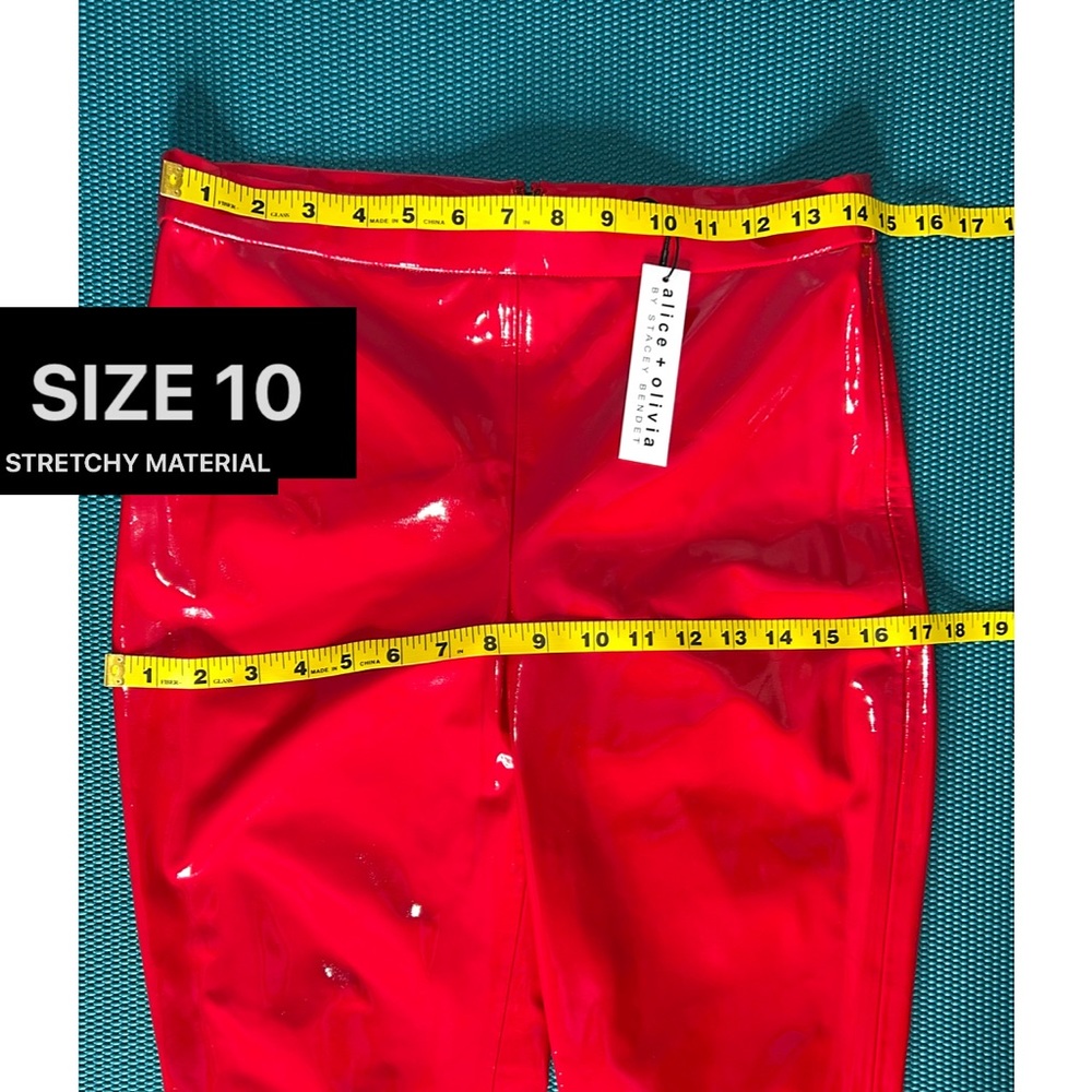 Alice + Olivia Maddox Red Vegan Leather Legging Pant - Picture 11 of 15